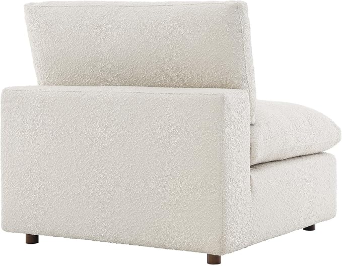 Modway Modular Sofa Commix Down-Filled Overstuffed Boucle Sectional Sofa Armless Chair in Ivory