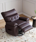 GarveeHome Oversized Wide Rocker Swivel Recliner Chair - PU Leather Manual Recliner for Adults Large Nursery Chair Lazy Recliner with Comfort Arm and Back for Living Room Bedroom