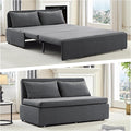 CECER 64.2 Queen Size Pull Out Sofa Bed Pull Out Couch Bed with 2 Pillows Linen Convertible Sleeper Sofa with Comfy Mattress 2 in 1 Armless Loveseat Sleeper for Living Room-Dark Grey