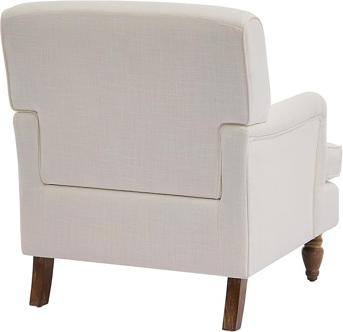 Merax Modern Mid Century Upholstered Living Room Sofa Chair Cozy Fabric Accent Armchair with Sturdy Legs Easy Assemble Cream