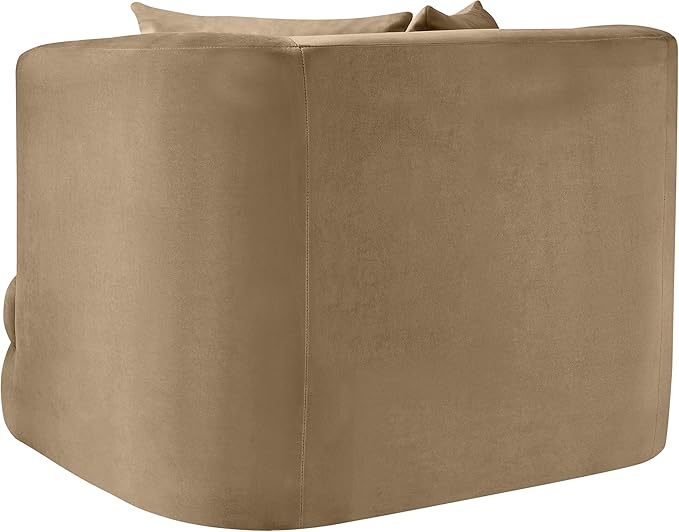 Meridian Furniture 699Beige-C Alder Collection Modern | Contemporary Chair with Ultra Luxe Beige Velvet 460 GSM Velvet Solid Wood Frame 38 W x 36 D x 30 H Beige