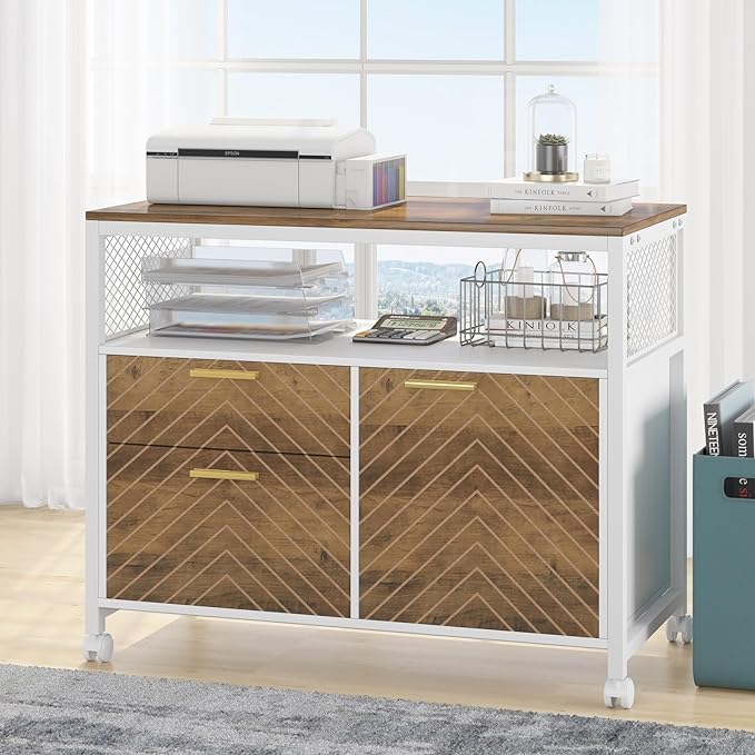 Tribesigns Office Desk with Drawers Sets 63 inches L Shaped Computer Desk with Mobile File CabinetBig Executive Desk for Home Office Furniture Sets (Light Walnut 63-inch)