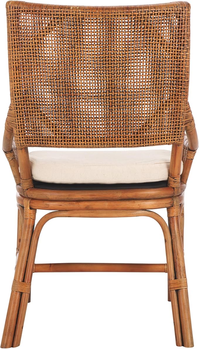 SAFAVIEH Home Collection Donatella Tropical Coastal Honey &amp White Rattan Chair