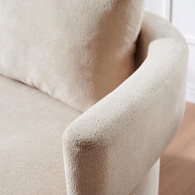 67 L Loveseat Sofa Mid Century Modern Sofa Couch with 2 Pillows Comfy Chenille Couches Upholstered Small Sofa for Living Room Bedroom Apartment &amp Office Easy Assembly Pebble