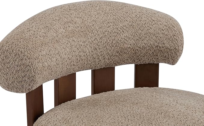 Christopher Knight Home Elvina Boucle Fabric Accent Chair Solid Wood Single Lounge Sofa Bedroom Comfy Reading Chair for Modern Minimalist Style Living Room/Home Office Light Brown