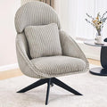 Furniliving Modern Living Room Chair Swivel Accent Chair for Living Room Desk Chair with Arms Bedroom Chair with Headrest Sofa Chair Side Chair with Pillow ArmchairCorduroy Grey