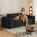 Boneless Cloud Loveseat Couch No Assembly Required Sofa in a Box 63/71 2 Seater Corduroy Compression Couch for Living Room Bedroom Apartment (Black 78.8) | Comfortable