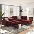 Yoglad 108'' Chenille Sectional Couches for Living Room Modular 5-Seater Couch Sofa with Reversible Chaise &amp Cup Holders L-Shaped Corner Sofa with Storage Ottoman for Living Room Apartment(Red)