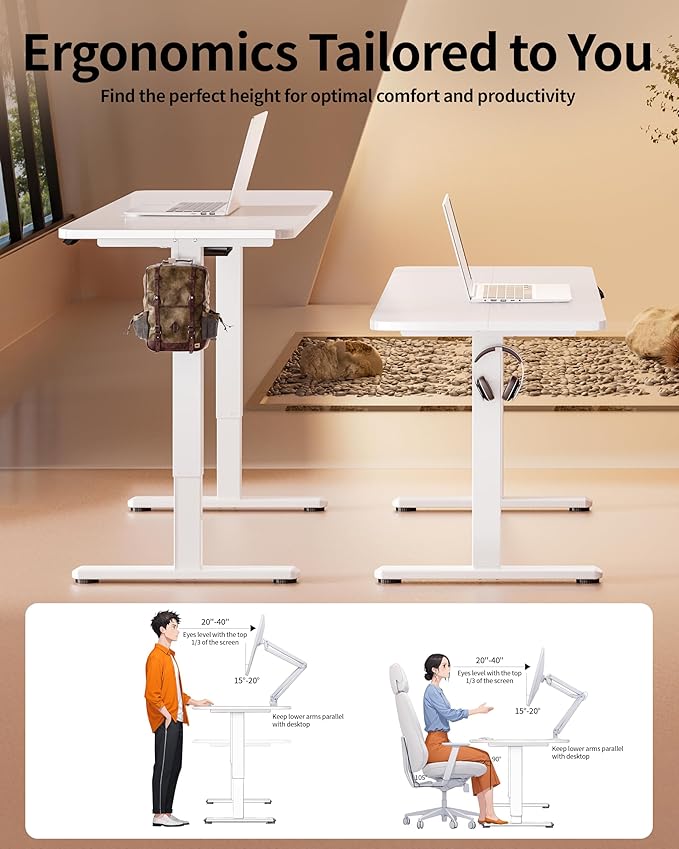 BIZUM Electric Standing Desk 63 x 24 Inch Computer Desk-Gaming Desk White Home Office Desks Height Adjustable Memory Stand Up Computer Workstation