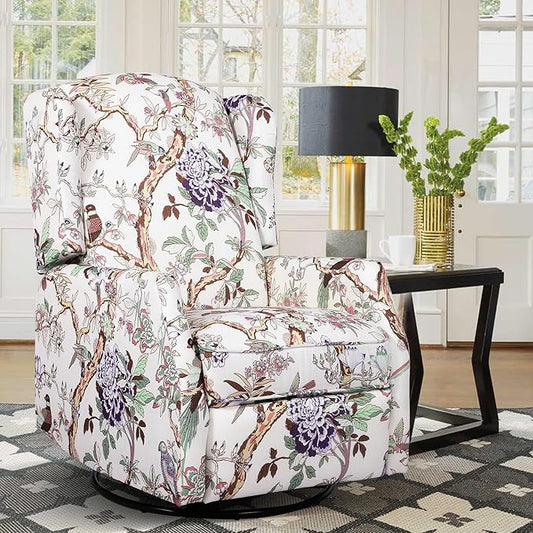 Swivel Rocker Recliner Chair Glider Rocking Chair for Nursery Floral Wingback Chair Recliner on Clearance 360° Swivel Rocking Recliner Chair with Padded Seat for Living Room
