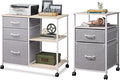 DEVAISE Mobile File Cabinet Combo Set: Lateral 3-Drawer &amp Vertical 2-Drawer with Open Shelf | Rolling Light Grey Office Storage Cabinets with Locking Casters