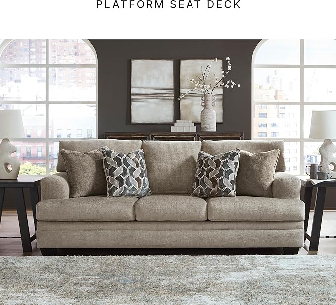 Signature Design by Ashley Stonemeade Casual Sofa with 4 Toss Pillows Light Brown