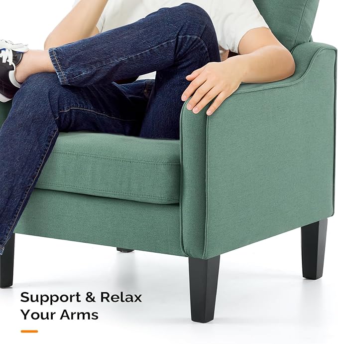 VINGLI Accent Chair for Living Room Chairs Dark Green Reading Chair for Bedroom Scooped Arm Chair Mid Century Modern Accent Chairs Upholstered Comfy Chair for Apartment Waiting Room