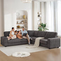 110 Oversized L-Shaped Sectional Sofa Plush Corduroy Deep Seat Couch Large V Shaped Corner Couch with Storage USB Charging Cup Holder Modern Upholstered Sectional for Living Room (Grey)