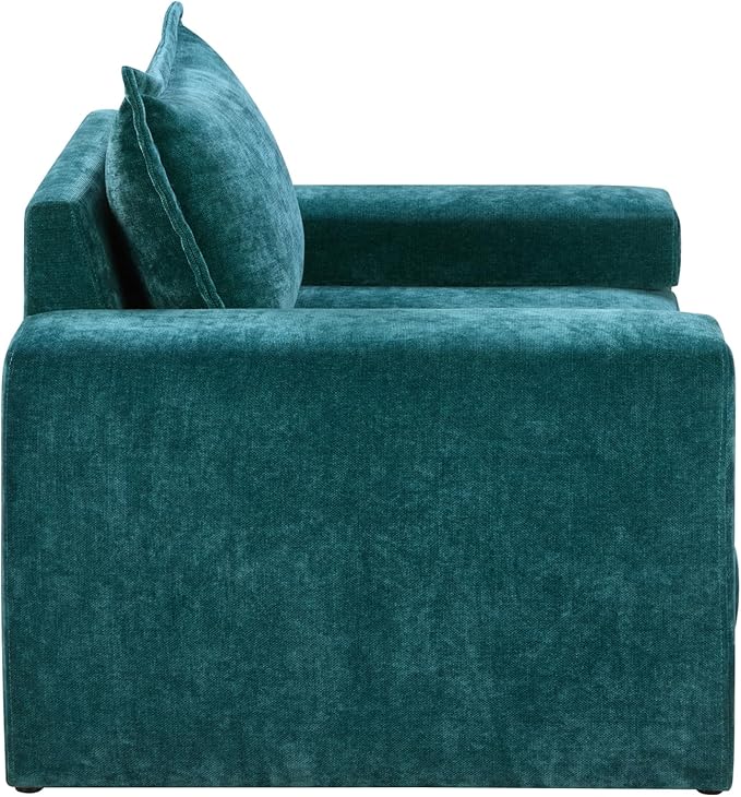 Merax 40.9 Chenille Upholstered Armchair Accent Chair with Wide Armrests Thick Cushion Ergonomic Back Support for Living Room Bedroom or Office Green