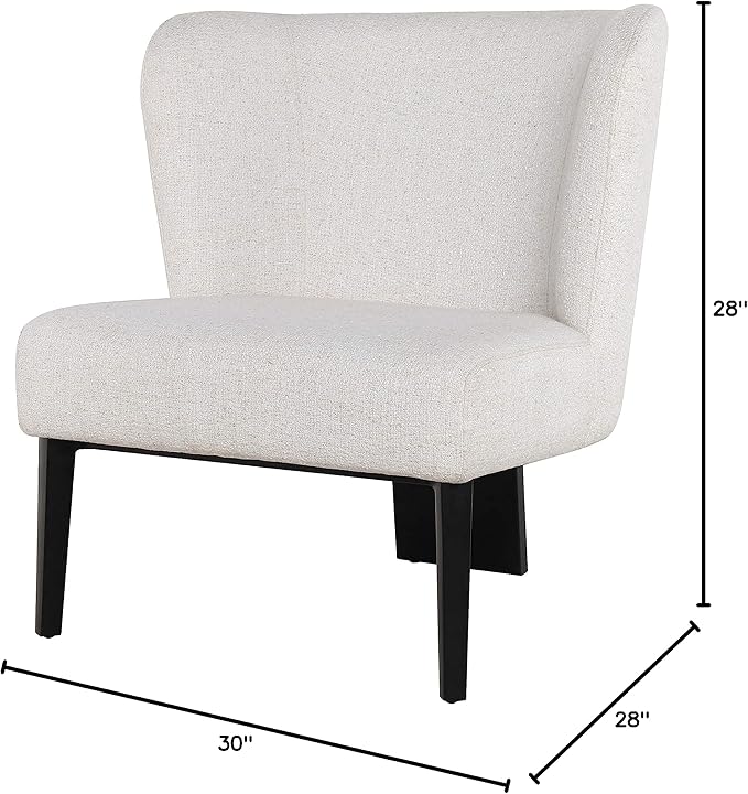 Limari Home Leonce Collection Modern Style Living Room Fabric Upholstered Accent Chair with 3 Powder Coated Metal Legs White Black