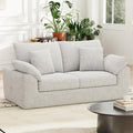 76 Boneless Loveseat Sofa Cloud Foam Couch 3 Seater Upholstered Midcentury Mondern Love Seat Wide Armrest and 4 Pillows for Home Living Room/Small Spaces No Assembly Required Beige