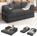 80 Convertible Sofa Bed 5 in 1 Modular Boneless Couch Sleeper Sofa Bed with Fixed Frame &amp Removable Backrest Pillow Washable Corduroy Futon Sofa Bed Couch in a Box for Small Spaces Dark Grey