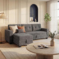 JUMMICO Sofa Bed Sleeper Pull Out Couch with Reversible Storage Chaise Convertible L Shaped Sectional Couches for Living Room Apartment (Linen Fabric Dark Grey)