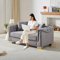 62 Chesterfield Loveseat Grey Velvet Combination Sofa 2 Cushion Classic 6.5 Rolled Arm Modern Couch Suitable for Living Room
