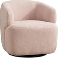 Swivel Accent Chair Sherpa Teddy Barrel Chair for Living Room Cozy Round Boucle Arm Chair Metal Base for Club Nursery Bedroom Light Blush Pink