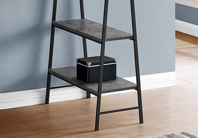 Computer Desk Home Office Laptop Storage Shelves 48 l Work Grey Laminate Black Metal Contemporary Modern