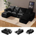 137 Boneless Comfortable Couch with Chaise U Shaped Modular Sectional Couches for Living Room Black Corduroy Sofas with Ottoman Compressed Sofa in a Box No Assembly Required