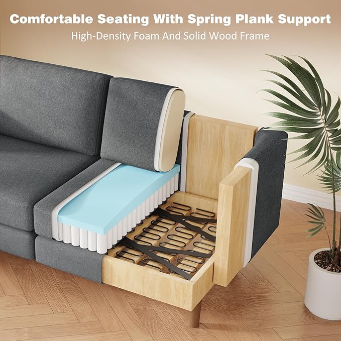 Furnimart 66 Wide Loveseat Sofa Extra Spacious Seating Deep Cloud Couch with Removable Cushions Mid-Century Modern 2-Seater for Living Room &amp Small Spaces