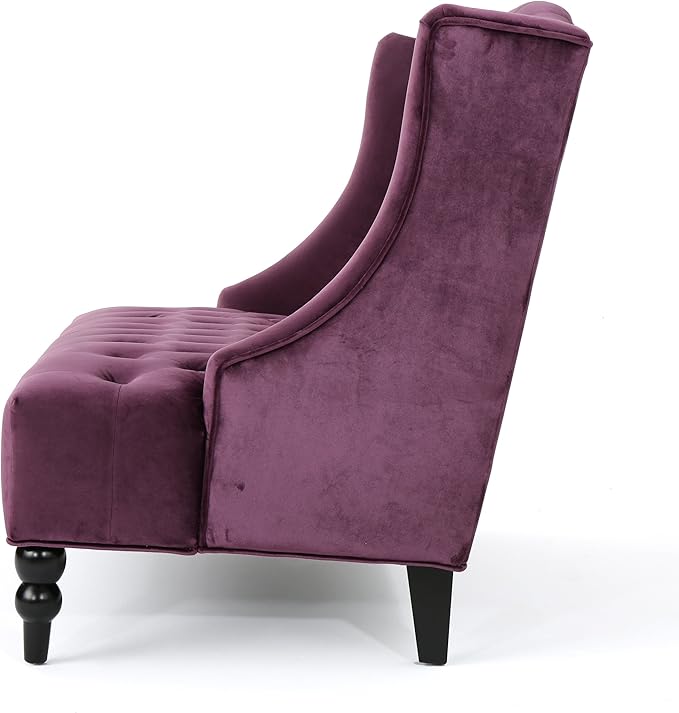 Small Velvet Loveseat Sofa Settee 50.25-inch 2 Seat Modern Victorian Sofas Couch with Buttoned Tufted Wingback Upholstered Banquette Dining Bench for Dining Living Room Hallway(Raisin Purple)