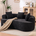 80 Curved Loveseat for Small Spaces Black Curved Couches for Living room Compression Sofa in a Box with 3 Pillows Small Couch for Bedroom with Wide Armrest &amp Memory Foam No Assembly Required