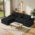 112 Modular Sectional Sofa for Living Room Convertible L-Shape Couch with OttomanCloud Boneless Couch with Layered CushionBlack Corduroy