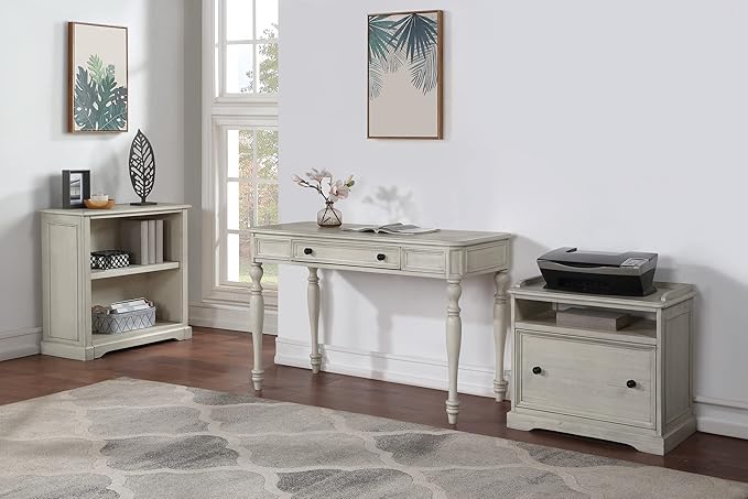 OSP Home Furnishings Country Meadows 48 Inch Writing Desk with Drawer Antique White