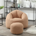 Small Bean Bag Chairs for Adults Single Sofa Chair with Ottoman Footrest Bean Bag Couch for Teens with Foam Filler Included Comfy Soft Lazy Sofa for Small Space/Living Room/Bedroom/Study
