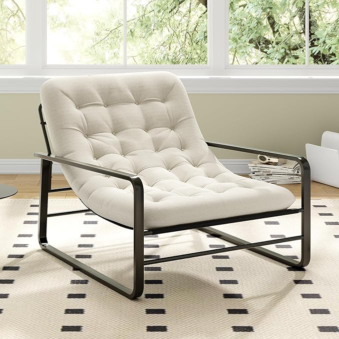 Soohow Accent Chair Sherpa Arm Chair for Living Room Mid Century Modern Accent Chairs Boucle Reading Bedroom Chair
