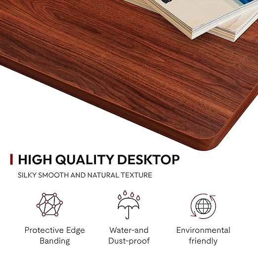 SANODESK Universal Tabletop 40x24x1 Thickness One-Piece Table Top Rectangular Particle Board for Standing Desk and Home Office Countertop DIYMahogany Desk Top