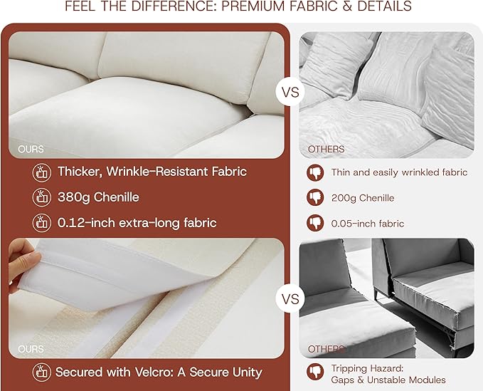 79'' Oversized Cloud Sectional Boneles Loveseat for Living Room Modern Big Compressed 2 Seater Couch with 2 Throw Pillows Comfy Chenille Deep Seat Memory Foam Spineless 2 Person Couch Beige | No As