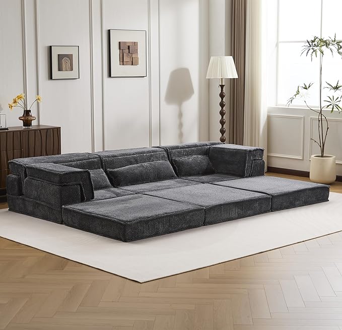 KEIKI 2Seat Modular Velvet Sofa Couch with Chaise Memory Foam for Living Room Home Office Style Conscious Homeowners Cozy Warm Perfect for Entertaining Relaxation Classic Refined Design Dark Grey