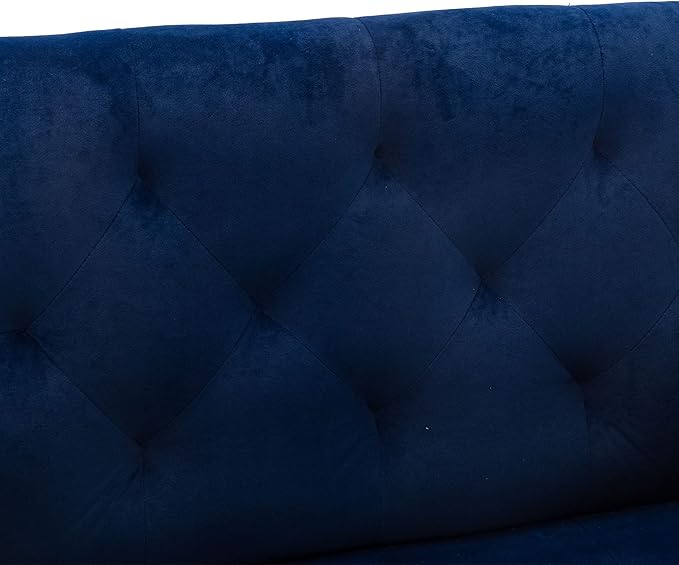 Modern Accent Chair Upholstered Single Sofa Arm Chair for Living Room and Bedroom Upholstered Comfy Armchair Chair with Solid Tapered Metal Legs (Navy)
