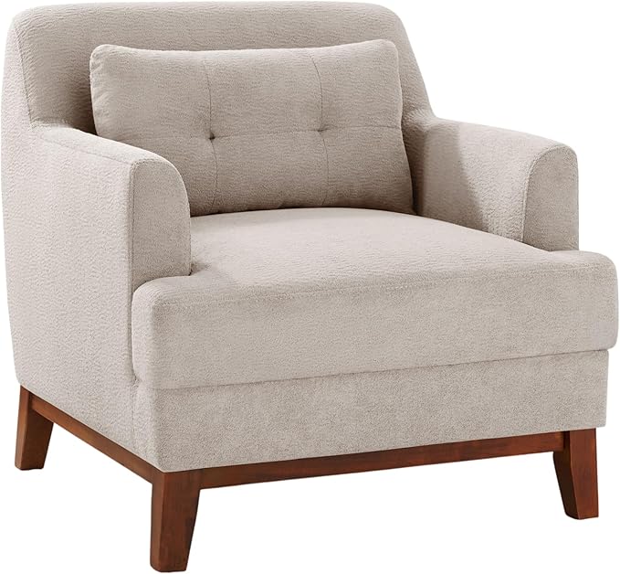 VANOMi Accent Chairs for Living Room 31 Oversized Armchair with Thick Cushion Terry Fabric Cozy Reading Chairs for Adults Bedroom Apartment Camel