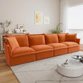156.6 Inch 4-Seater Oversized Sectional Sofa - Wide Deep Seat Removable Washable Chenille Fabric for Living RoomOrange