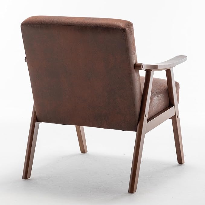Accent Chair with Microfiber Upholstery and Solid Wood e Classic Mid Century Living Room Furniture for Extra Seating Light Brown