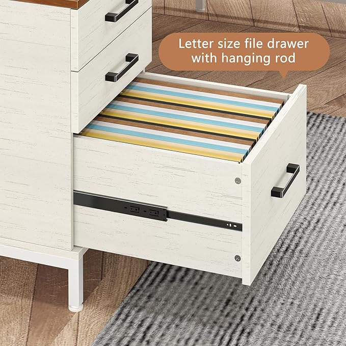 TVU 59’‘ L Shaped Desk with 6 Wood Drawers Large Home Office Corner Computer Desk with Storage File Cabinet Modern Metal Wood Desk for Executive Writing Study Workstation