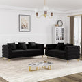 OUYESSIR Living Room Sofa Couch and Loveseat Set Modern Comfy Velvet Deep Seat Cloud Couch with 5 Pillows Oversized Sofa Furniture Sets for Living Room Bedroom Jet Black Velvet