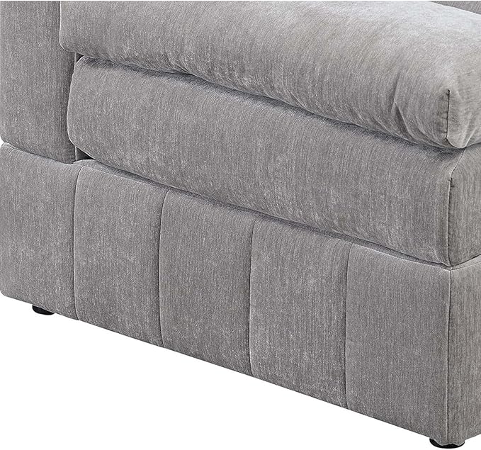 Maykoosh Modular Corner Chair - 33 Inch Arm Chair Plush Cushioned Seat Contemporary Living Room Seating Gray