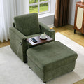 Modern Accent Chairs with Storage Ottoman Set Chenille Reading Armchair with Tray Table and Charging Ports Comfy Chaise Lounge Chair for Living Room Bedroom Reading Nook