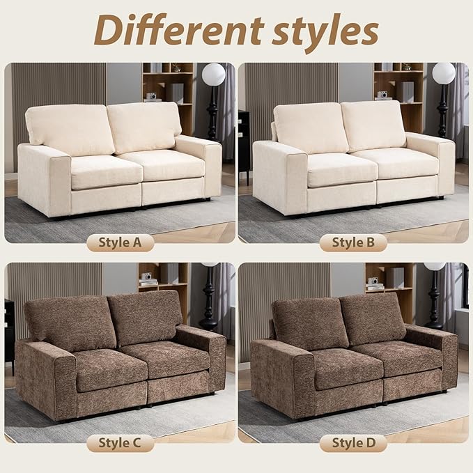 71 Modular Sofa Couch Comfy Chenille Loveseat Sofa Modern Recliner Couch with Deep Seats and Wide Armrests for Living Room(Brown)