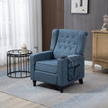 Arm Pushing Recliner Chair Modern Button Tufted Wingback Push Back Recliner Chair Living Room Chair Fabric Pushback Manual Single Reclining Sofa Home Theater Seating for BedroomNavy Blue