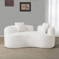 KEIKI 66.93 Cloud Sofa Curved Loveseat Sofa Teddy Velvet Compression Couch for Living Room Guest Bedroom No Assembly Required White