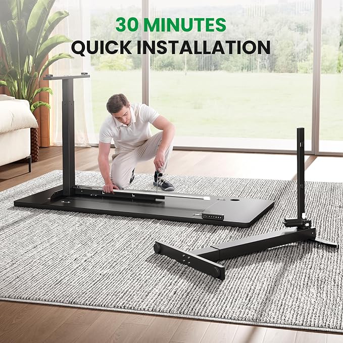 SIAGO Electric Standing Desk Adjustable - 63 x 24 Inch Sit Stand up Desk with Cable Management - 3 Memory Preset Adjustable Height Table