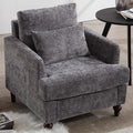 Oversized Accent Chair with Lumbar Pillow Upholstered Side Chairs for Living Room Bedroom Comfy Reading Chairs for Adults with Wide Seat Thick Cushion Soft Chenille (Grey)